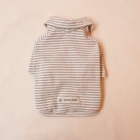 細ボーダーのリブニット（グレー）
