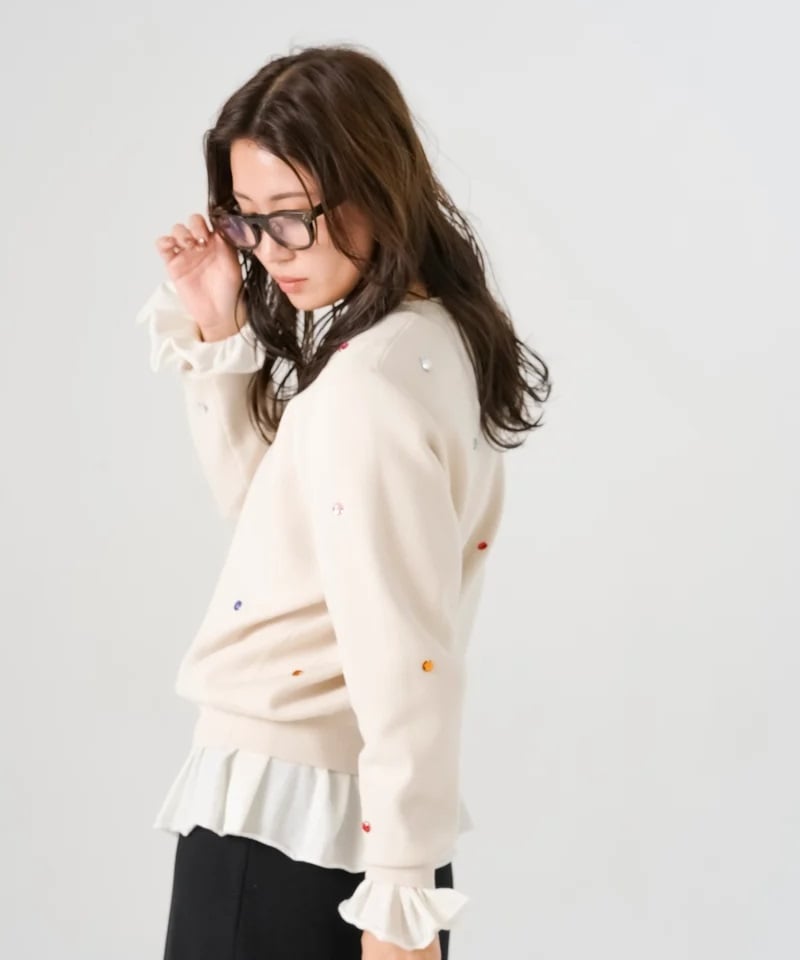 TORRAZZO DONNA フローラルシアーフリルトップス　ホワイト　美品★ torrazzo donna（トラッゾドンナ）】フリルニットトップス | nulla online