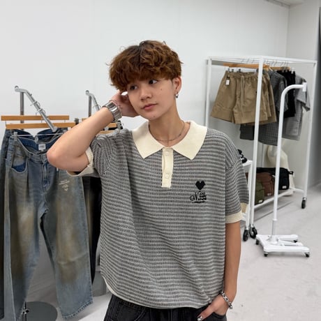 luv grid knit polo