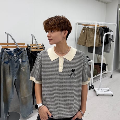 luv grid knit polo