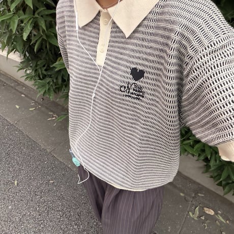 luv grid knit polo