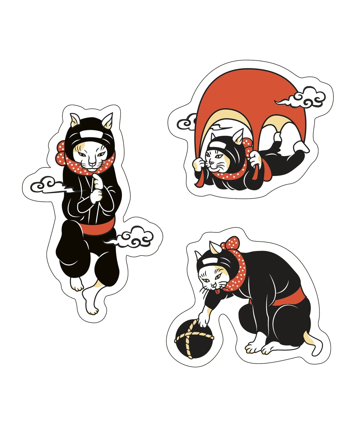 猫忍者ステッカーセット(小)/CAT NINJA Sticker×3(small) | 伊賀の