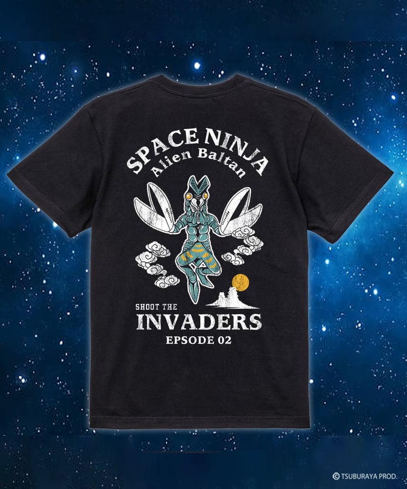 再入荷なし】宇宙船×バルタン星人Tシャツ/ALIEN BALTAN T-shirts(BLA