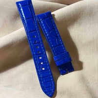 cro-2242  クロコダイル  腕時計ベルト コバルトブルー (ラグ幅19 mm - バックル幅16 mm)