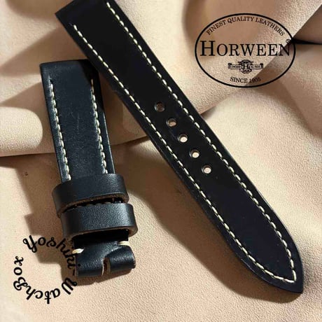 hor-278 アウトレット HORWEEN ホースバットcxl / ブラック 腕時計ベルト (ラグ19mm - バックル幅18mm)