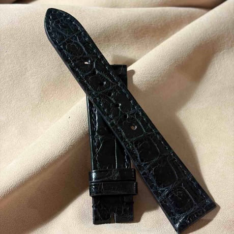 cro-2245  クロコダイル  腕時計ベルト ブラック (ラグ幅21 mm - バックル幅18 mm)