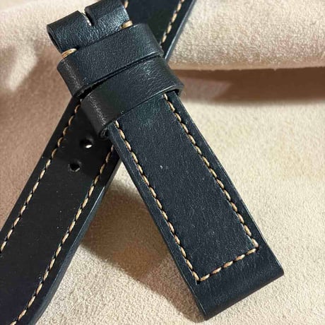 hor-292  HORWEEN ダービー / ブラック 腕時計ベルト (ラグ20mm - バックル幅18mm)