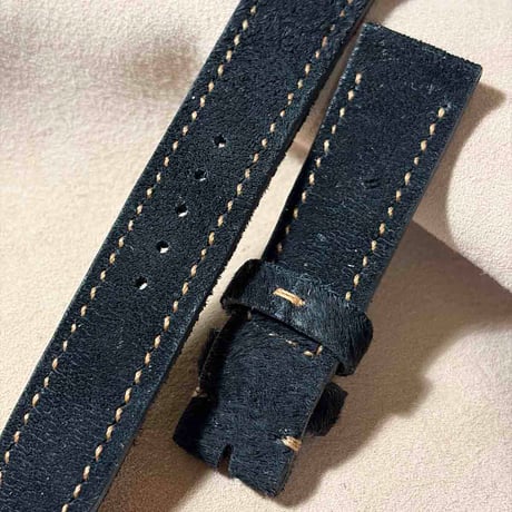 exh-108 ホエールレザー 腕時計ベルト ブラック  (ラグ幅20mm - バックル幅18mm)