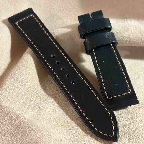 hor-292  HORWEEN ダービー / ブラック 腕時計ベルト (ラグ20mm - バックル幅18mm)