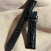 cro-2194 クロコダイル  腕時計ベルト ブラック (ラグ幅18 mm - バックル幅16 mm)