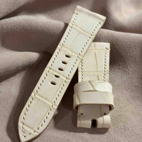 exh-89 タンニン鞣しアリゲーター ヌバック仕上げ 腕時計ベルト  (ラグ幅26mm - バックル幅22mm)