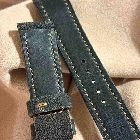 exh-98 エレファント ブラック 腕時計ベルト  (ラグ幅20mm - バックル幅18mm)