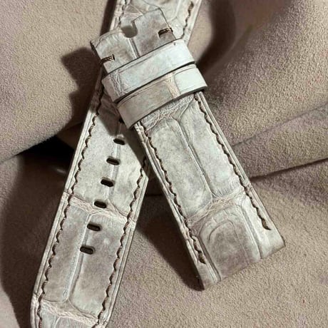 cro-2148  クロコダイル  腕時計ベルト ヒマラヤクロコ (ラグ幅26 mm - バックル幅22 mm)