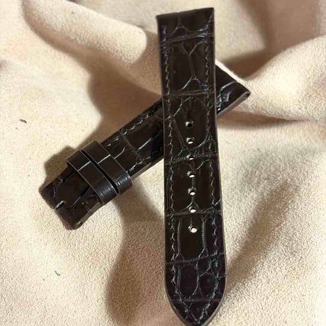 cro-2189 クロコダイル  腕時計ベルト ダークブラウン (ラグ幅21 mm - バックル幅18 mm)