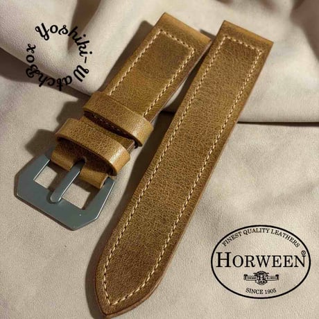 hor-286 HORWEEN ダブリン / ライトナチュラル  腕時計ベルト (ラグ26mm - バックル幅26mm)