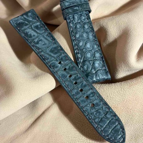 cro-2224  クロコダイル ヌバック仕上げ  腕時計ベルト グレー (ラグ幅21 mm - バックル幅18 mm)