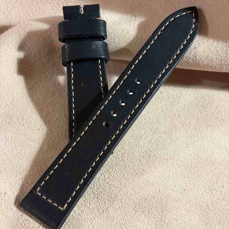 hor-292  HORWEEN ダービー / ブラック 腕時計ベルト (ラグ20mm - バックル幅18mm)
