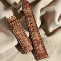 cro-2225  クロコダイル ヌバック仕上げ  腕時計ベルト ブラウン (ラグ幅21 mm - バックル幅18 mm)