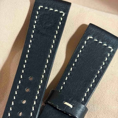 hor-294  HORWEEN ダービー / ブラック 腕時計ベルト (ラグ21mm - バックル幅18mm)