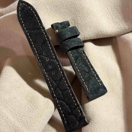 exh-98 エレファント ブラック 腕時計ベルト  (ラグ幅20mm - バックル幅18mm)