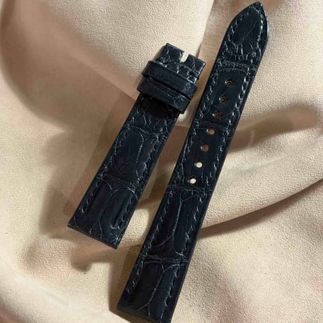 cro-2216 クロコダイル  腕時計ベルト ブラック (ラグ幅18 mm - バックル幅16 mm)