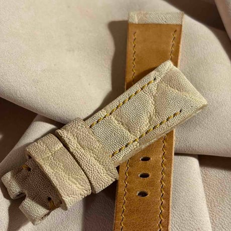 exh-82 タンニン鞣しエレファントレザー 腕時計ベルト  (ラグ幅22mm - バックル幅20mm)