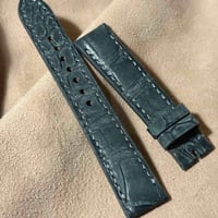 cro-2229  クロコダイル ヌバック仕上げ  腕時計ベルト グレー (ラグ幅18 mm - バックル幅16 mm)