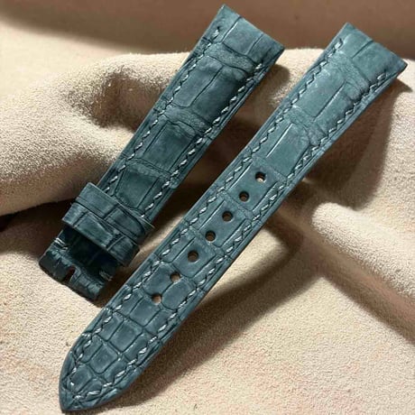 cro-2231  クロコダイル ヌバック仕上げ  腕時計ベルト グレー (ラグ幅19 mm - バックル幅16 mm)