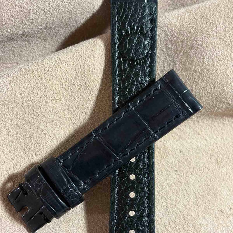 cro-1916 クロコダイル 腕時計ベルト ブラック ラグ幅18mm cro-2197 クロコダイル 腕時計ベルト ブラック（ダークグレーの様な色
