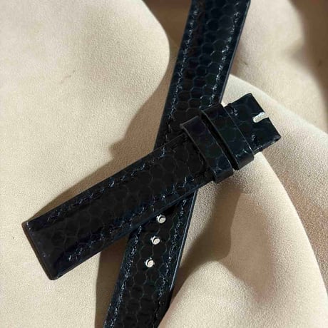 sna-178 シースネイク（ウミヘビ）ブラック 腕時計ベルト  (ラグ幅18mm - バックル幅16 mm)