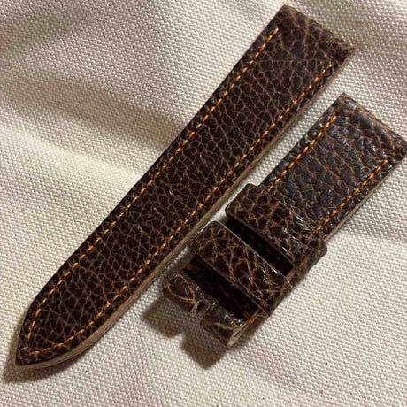 hor-282 B級品  HORWEEN バイソンレザー / ブラウン 腕時計ベルト (ラグ24mm - バックル幅22mm)