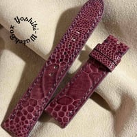 ost-486 オーストリッチレザー 腕時計ベルト パープル (ラグ幅20mm - バックル幅18mm)