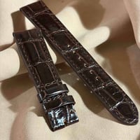 cro-2163 クロコダイル  腕時計ベルト グロス仕上げ ダークブラウン (ラグ幅20 mm - バックル幅18 mm)