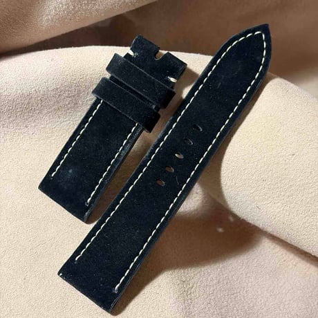 exh-107 ホエールレザー 腕時計ベルト ブラック  (ラグ幅24mm - バックル幅22mm)