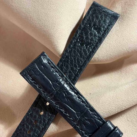 cro-2216 クロコダイル  腕時計ベルト ブラック (ラグ幅18 mm - バックル幅16 mm)