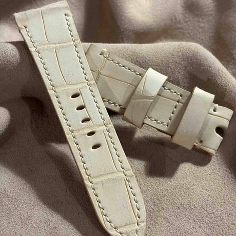 exh-89 タンニン鞣しアリゲーター ヌバック仕上げ 腕時計ベルト  (ラグ幅26mm - バックル幅22mm)