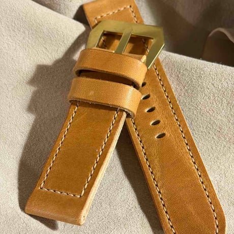 hor-287 サンプル品 HORWEEN ダブリン2 / ライトナチュラル GPFバックル付属 腕時計ベルト (ラグ24mm - バックル幅24mm)