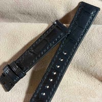 cro-2197 クロコダイル  腕時計ベルト ブラック（ダークグレーの様な色味です） (ラグ幅18 mm - バックル幅16 mm)