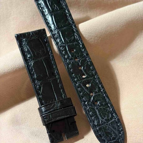 cro-2245  クロコダイル  腕時計ベルト ブラック (ラグ幅21 mm - バックル幅18 mm)