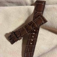 cro-2196 クロコダイル  腕時計ベルト ブラウン (ラグ幅18 mm - バックル幅16 mm)
