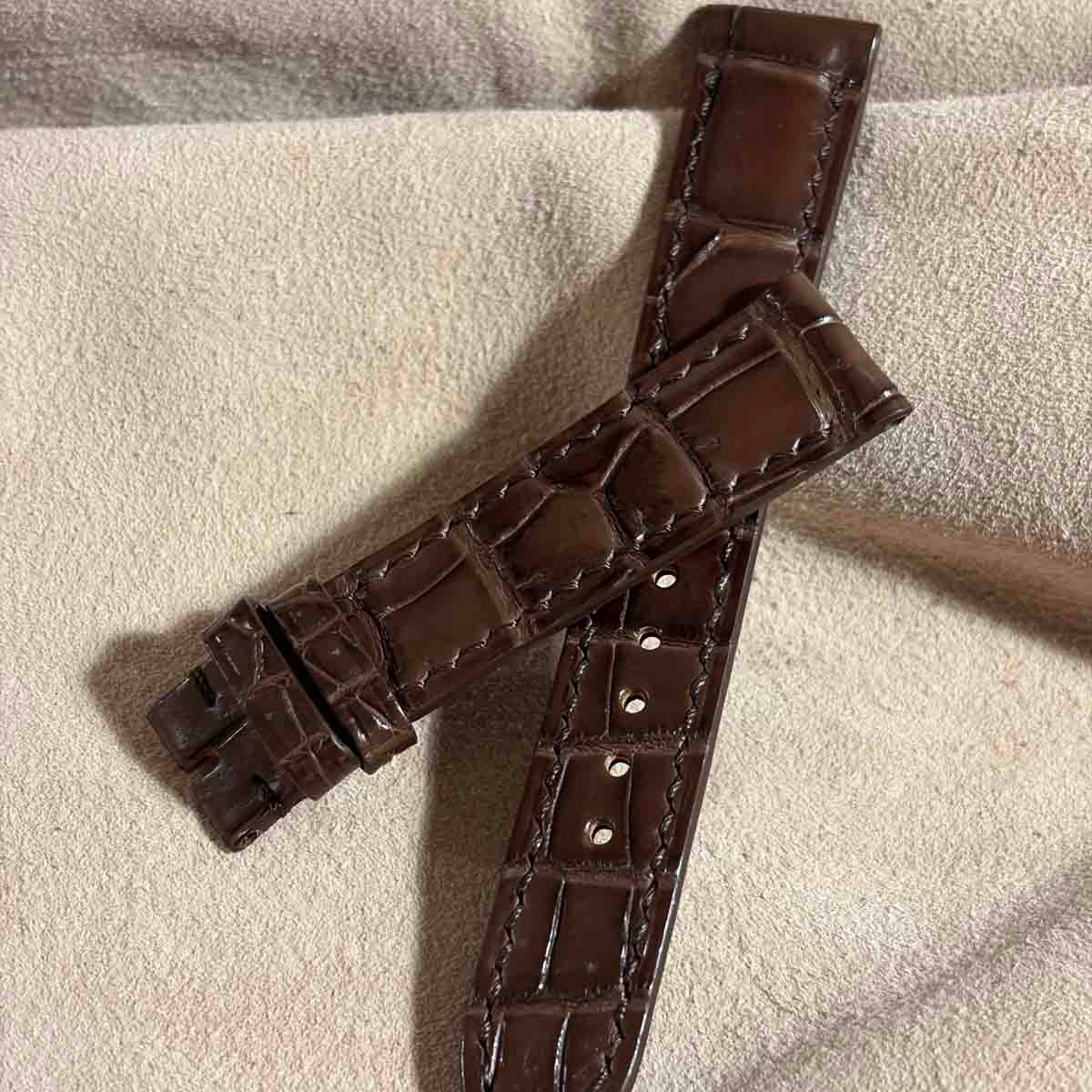 cro-2196 クロコダイル 腕時計ベルト ブラウン (ラグ幅18 mm