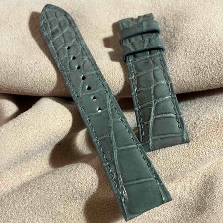 cro-2193 クロコダイル  腕時計ベルト グレー (ラグ幅21 mm - バックル幅18 mm)