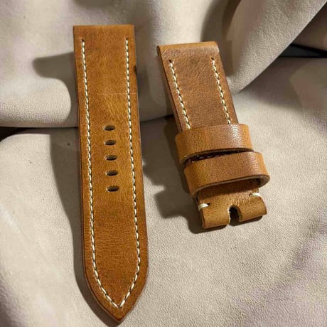 hor-276  HORWEEN ダービー / ナチュラル 腕時計ベルト (ラグ24mm - バックル幅22mm)