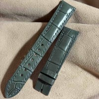 cro-2198 クロコダイル  腕時計ベルト グレー (ラグ幅18 mm - バックル幅16 mm)