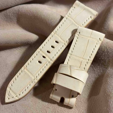exh-89 タンニン鞣しアリゲーター ヌバック仕上げ 腕時計ベルト  (ラグ幅26mm - バックル幅22mm)
