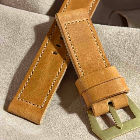 hor-287 サンプル品 HORWEEN ダブリン2 / ライトナチュラル GPFバックル付属 腕時計ベルト (ラグ24mm - バックル幅24mm)