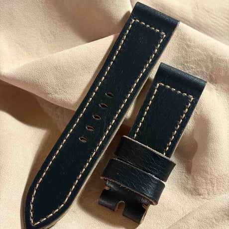 hor-288  HORWEEN クロムエクセルレザー / ブラック 腕時計ベルト (ラグ24mm - バックル幅22mm)