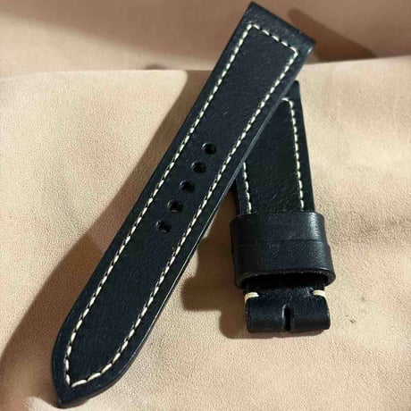 hor-294  HORWEEN ダービー / ブラック 腕時計ベルト (ラグ21mm - バックル幅18mm)