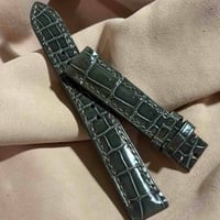 cro-2183 クロコダイル  腕時計ベルト グロス仕上げ オリーブ (ラグ幅18 mm - バックル幅16 mm)