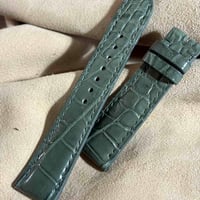 cro-2193 クロコダイル  腕時計ベルト グレー (ラグ幅21 mm - バックル幅18 mm)